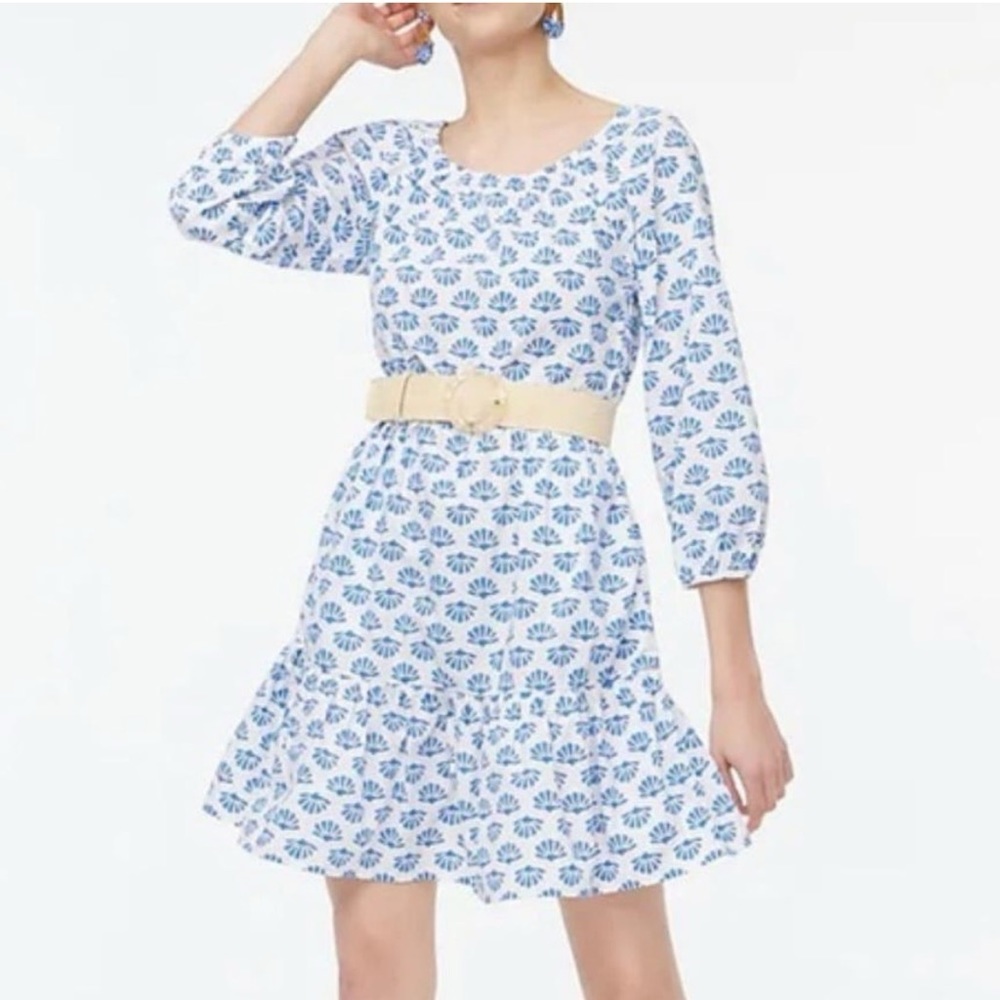 J. Crew Women’s Scoopneck Mini Dress in White Sail Blue Size 6